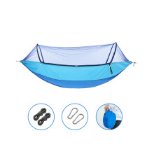 Robuste, leichte Outdoor-Hängematte aus Fallschirmseide mit Moskitonetz für Camping, Wandern, Trekking und Reisen. Einfacher Aufbau. Vielseitig