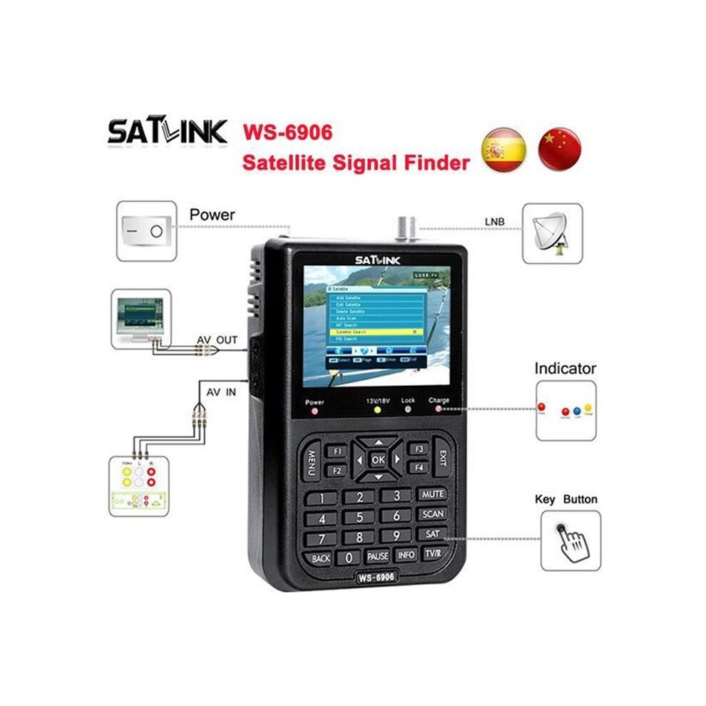 Ws-6906 Dvb-S Satellite Finder 3.5 Inch Lcd Display Dvb-S Fta Digital Satellite Signal Finder Ws 6906 Satellite Finder 7333425828359