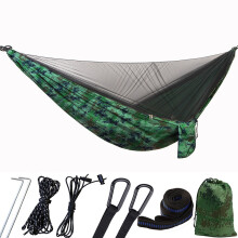 Schnell aufzubauende Hängematte für Outdoor-Abenteuer, abnehmbares Moskitonetz, atmungsaktives Fallschirmseiden-Nylon, belastbar bis 200 kg,