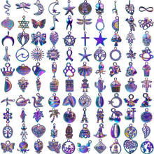 100pcs of seven coloured alloy small pendant accessories metal pendant bracelet necklace accessories