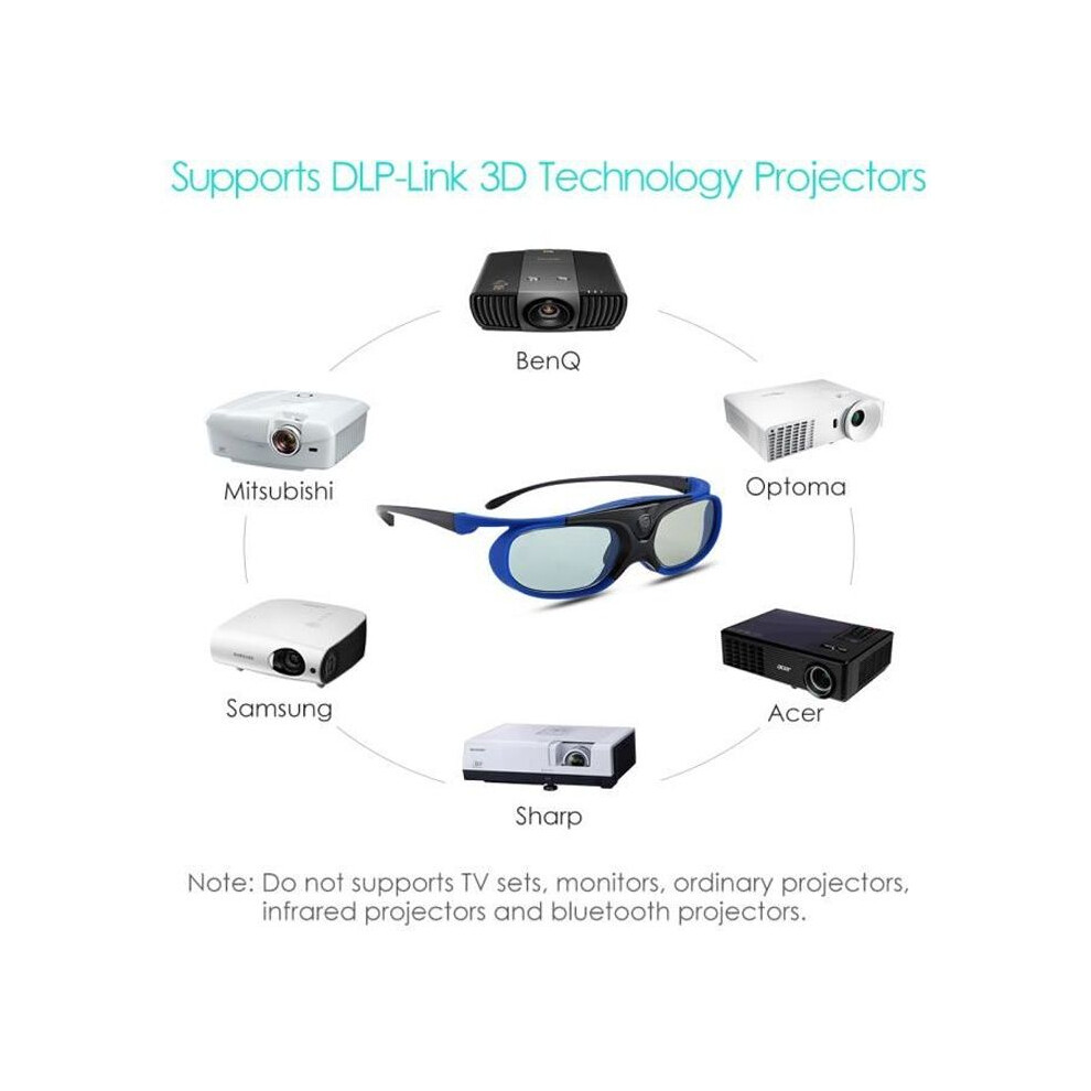 BOBLOV DLP Active 3D Glasses for Optoma BenQ Acer Viewsonic XGIMI 3DTV Projectors