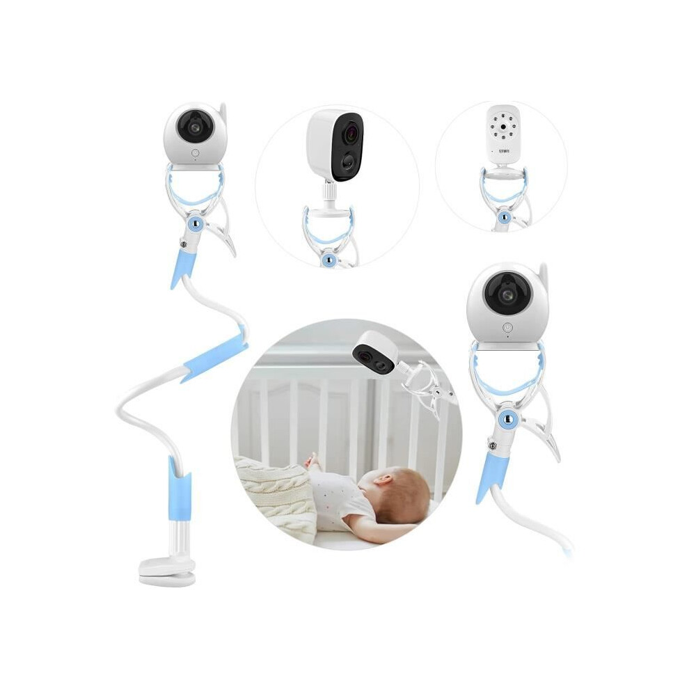 Baby Video Camera Holder, Flexible Baby Monitor Holder, 360 Rotation, Foldable, Blue