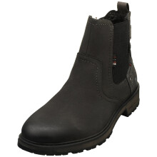 (43) Mustang Herren Chelsea Boots Seitenzip Flachsohle Kohle Schwarz