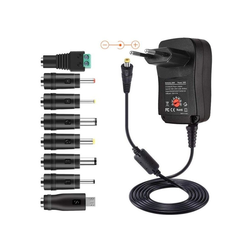 30W Universal Power Adapter 3V/4.5V/5V/6V/7.5V/9V/12V Multi-Voltage Converter 7333425827994