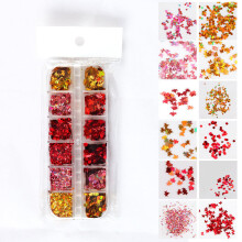 Ensemble de 24 accessoires pour ongles, motif feuille d'érable à paillettes et couleurs laser