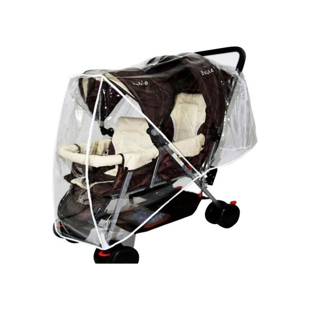 Universal Rain Cover for Double Stroller Transparent Rain Cover Rain and Wind Protection with Clip Mouth
