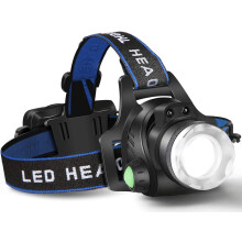 Zoombare Stirnlampe, leicht und robust mit 4 Leuchtmodi, USB-wiederaufladbar, wasserdicht, ideal für Outdoor-Aktivitäten, um 90 verstellbar und