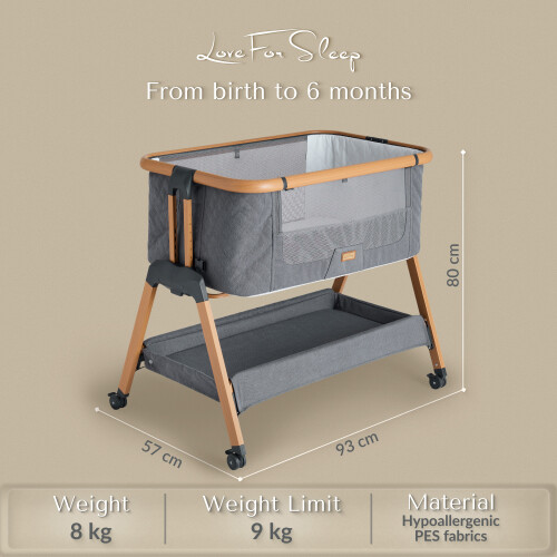 SnooBee Bedside Crib & Baby Co-Sleeper (Grey) 1