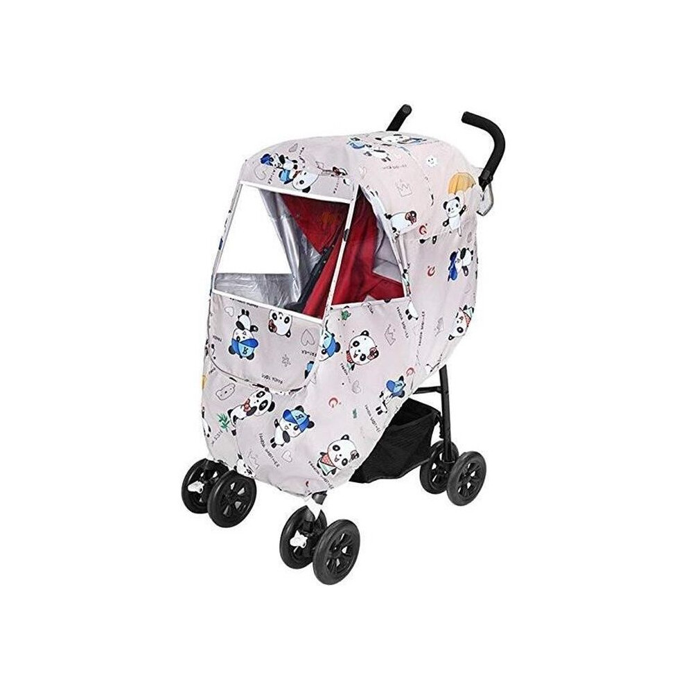 Universal rain cover for Baby Comfort stroller, rain and wind protection, transparent cover, panda pattern
