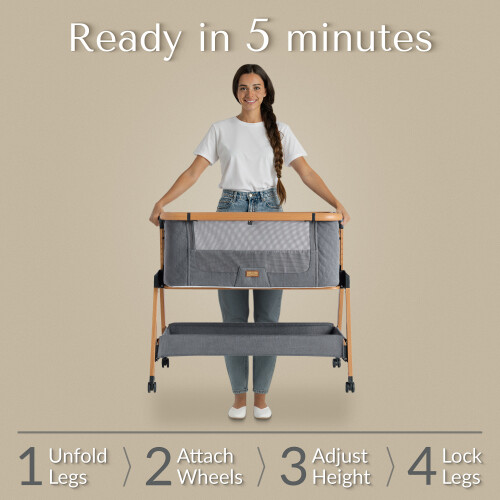 SnooBee Bedside Crib & Baby Co-Sleeper (Grey) 2