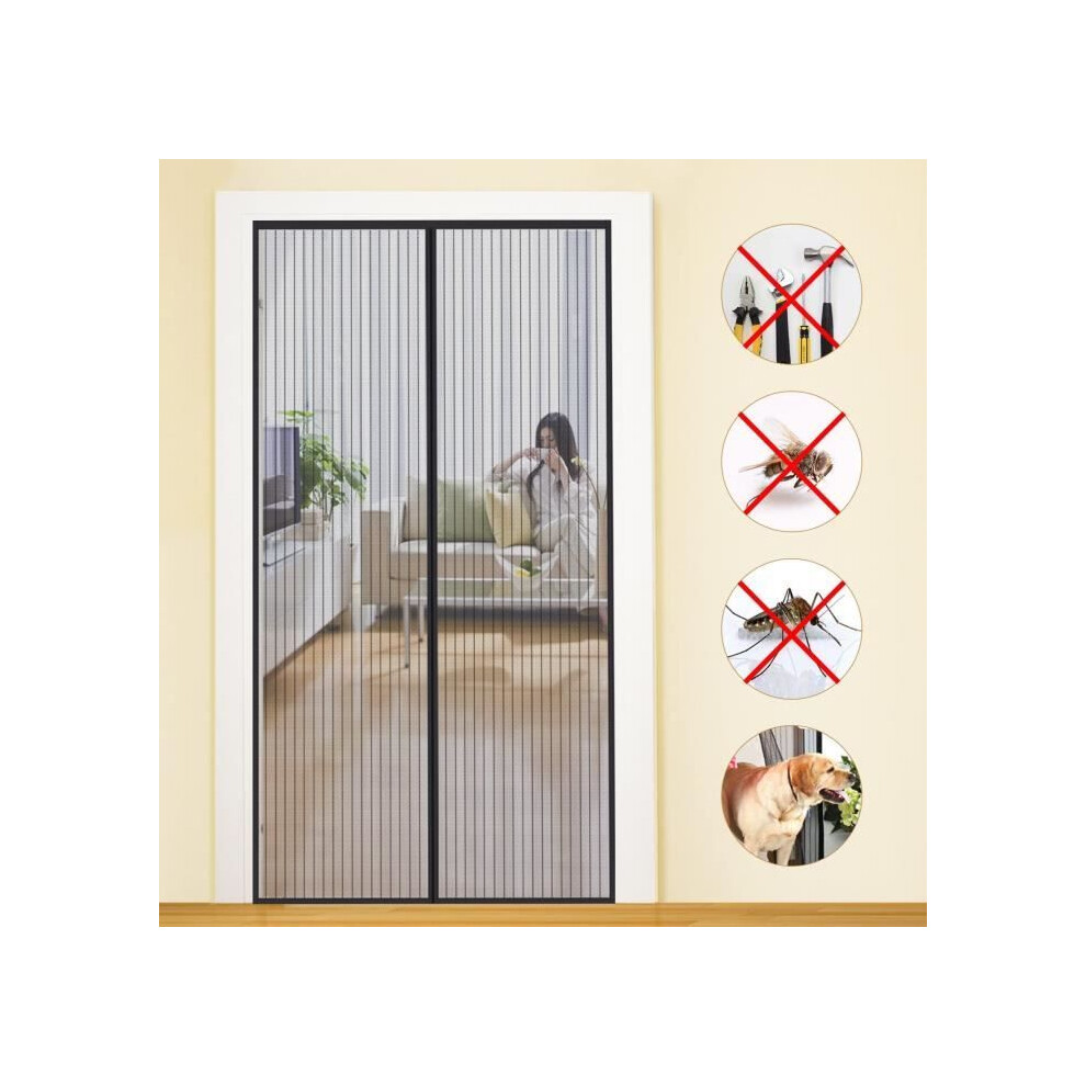 Magnetic Fly Screen Door, Fly Curtain, Adhesive Strip, 100 X 210 Cm, Automatic Closing, Ultra-Fine Mesh, No Drilling Required 7333425851005