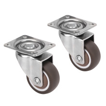 Soepele zwenkwielen, set van 2 stuks, stille rubberen wielen voor meubels, laag profiel voor een esthetische uitstraling, duurzaam staal voor zware
