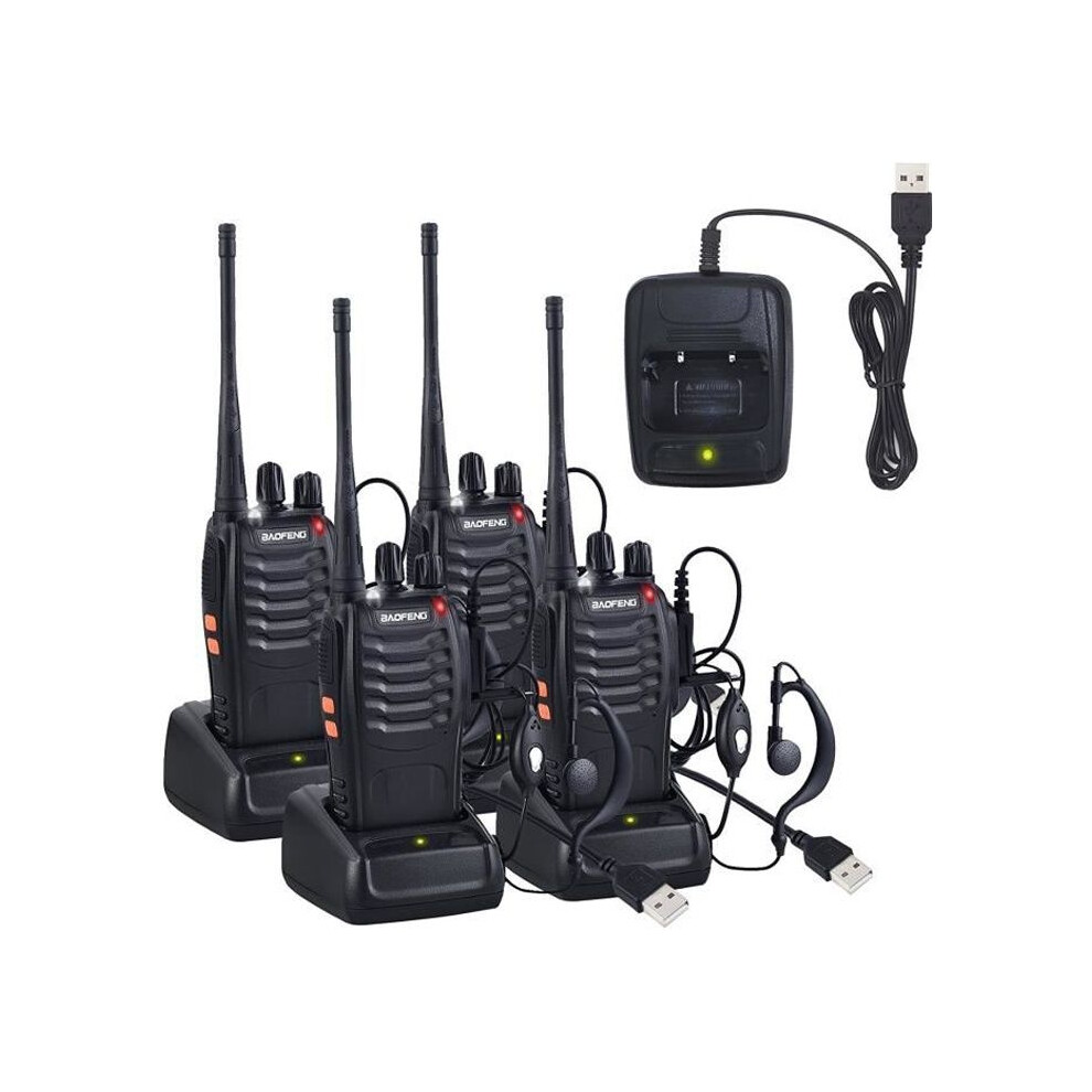 Uhf 400-470 Mhz Two-Way Walkie Talkie With Original Earphone, 16 Channel Portable Fm Transmitter - Black 7333425844267
