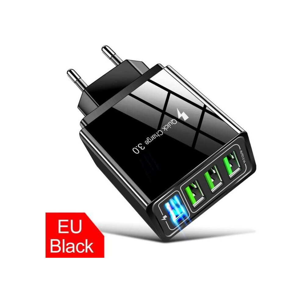 Charger - Qc 3.0 - Fast Charging - Overcurrent Protection - Led Adapter For Usb Hub Black 7333425842737
