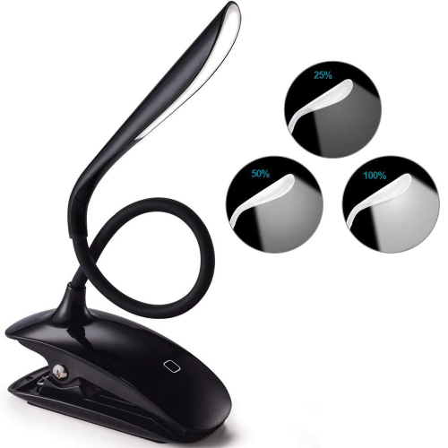 Portable Led Reading Light, Noble White Clip-on Lamp With Flexible Gooseneck And Memory Function For Reading, Studying