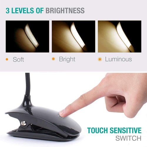 Portable Led Reading Light, Noble White Clip-on Lamp With Flexible Gooseneck And Memory Function For Reading, Studying 2