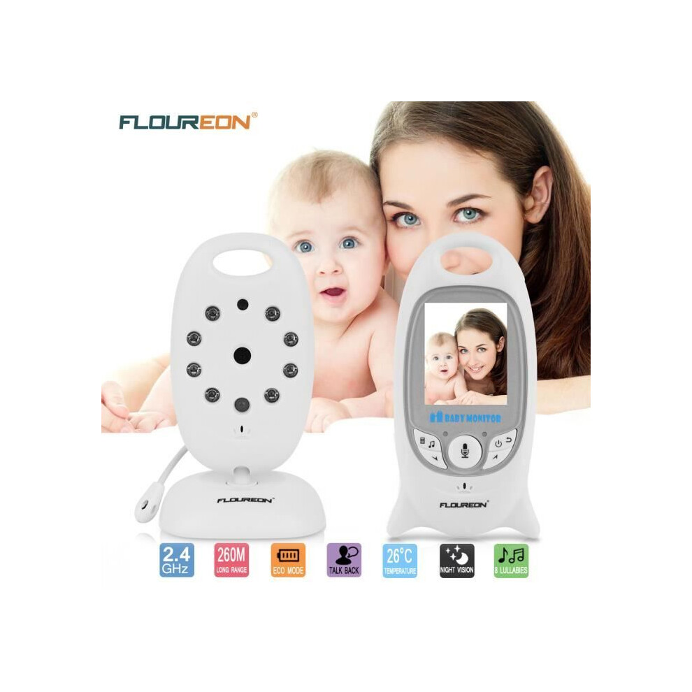FLOUREON Digital Wireless Baby Monitor 2.4GHz LCD Video Night Vision Lullabies Radio EU