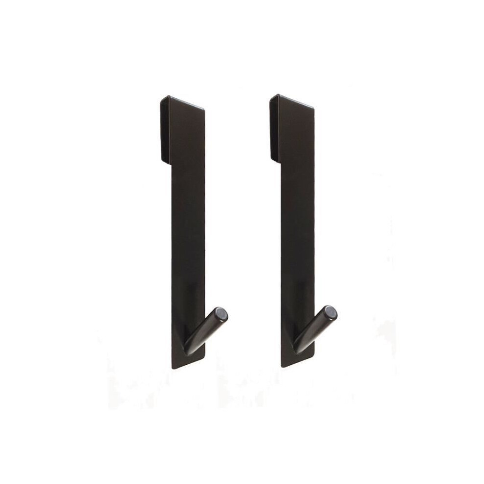 Over The Door Hooks - Stainless Steel - 2 Pieces - Black - No Drilling Installation - Contemporary Design 7333425853078