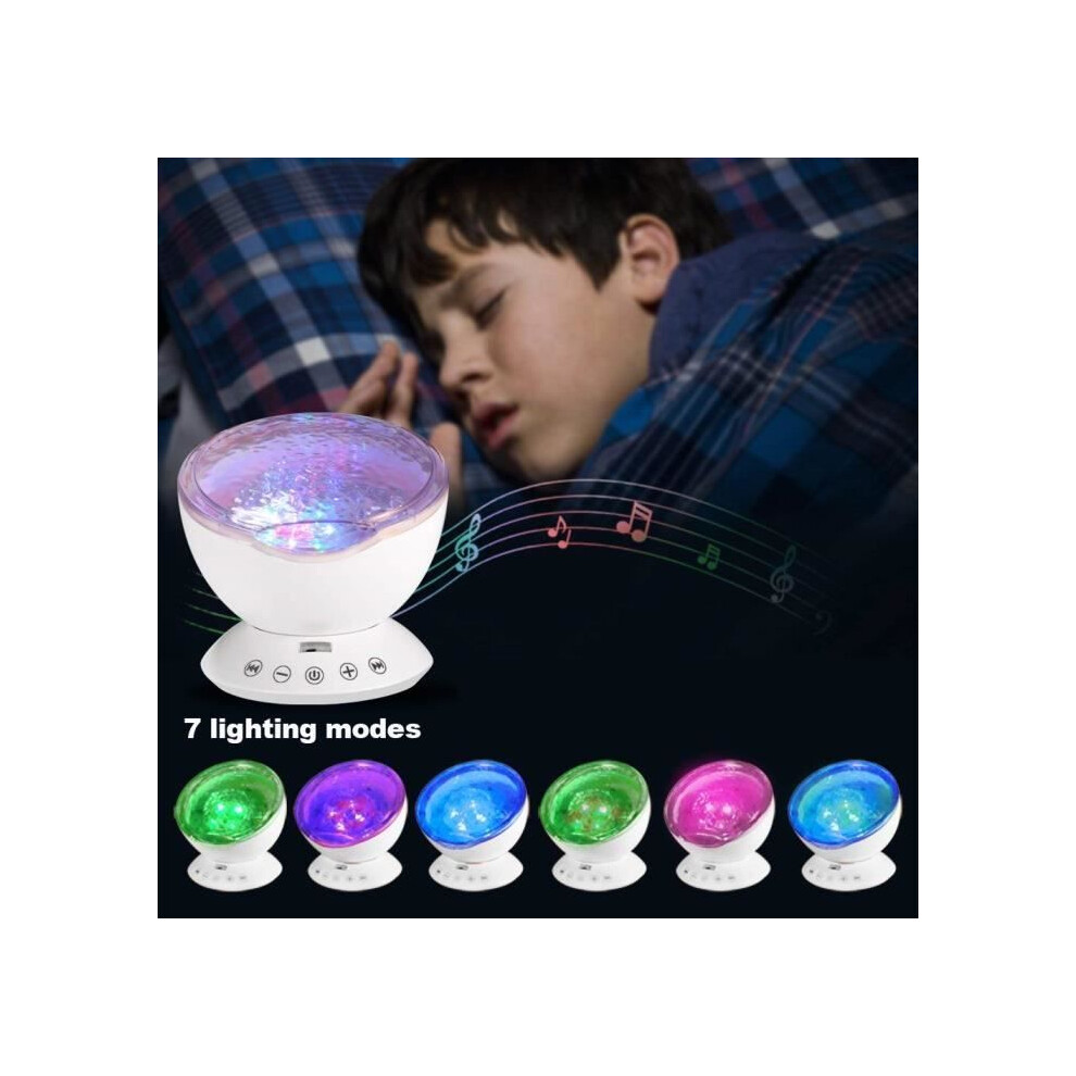 Yolistar Ocean Wave Led Night - Wave Simulation - 7 Modes - Built-In Mini Speaker Light