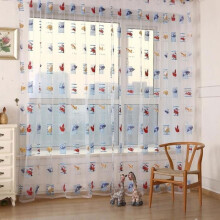 1m x 2m 2pcs Children's Curtains Car Pattern Sheer Voile Curtains for Bedroom Door Window