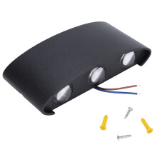 Elegante applique moderna dal design ad arco, impermeabile IP65, con luce LED direzionale verso l'alto e verso il basso, ideale per illuminazione