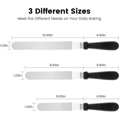 Cake Decorating Spatula with Multipurpose Spatula Function, Stainless Steel Blade Offset Spatula Featuring Flexible Blade and Non-Slip Handle, Angled 1
