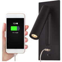 LED Reading Lamp for Bedside, Focus Light Swivel Head with Hidden Switch USB Fast Charging Port, Minimalist Design Integrated with Wall or Headboard,