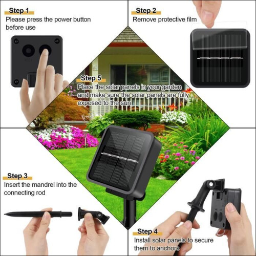 YANSION Solar LED String Lights - 10m - 100 LEDs - Waterproof - 8 Lighting Modes 2