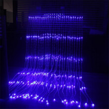 Blue LED String Lights - 3 x 3 m - 320 LEDs - EU Plug 220 V - Curtain, Waterfall and Rain Effect for Christmas