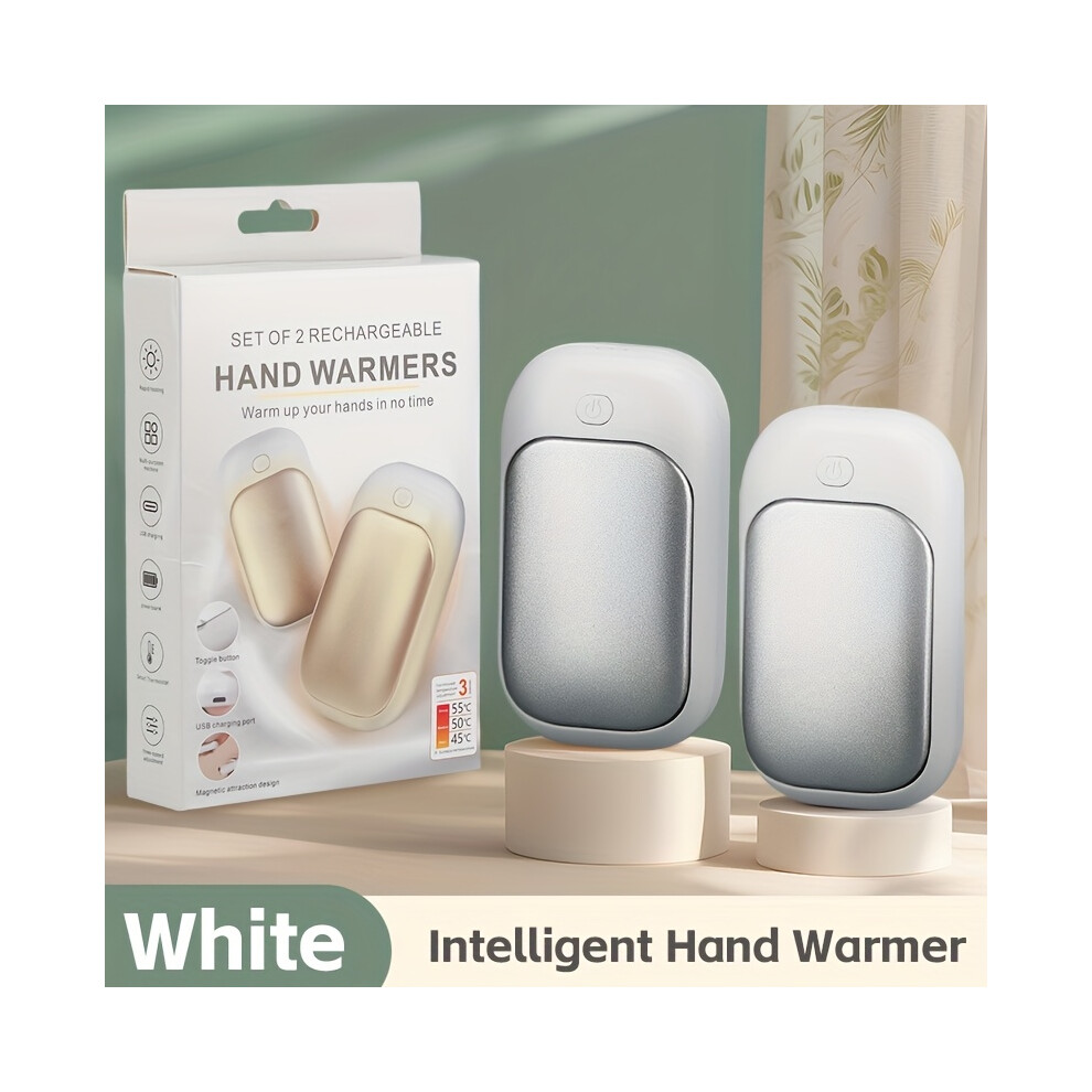 Bghone White (White) 2Pcs Rechargeable Hand Warmer, Magnetic Electric Hand Warmer, Reusable Hand Warmer, Usb Rechargeable Portable Hand Warmer