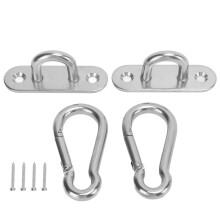 Wall Mount Hanging Fixtures for Outdoor Swing, Durable Eye Plate and Snap Hook Pair, Rust Resistant Stainless Steel Hardware for Hammock Chair Suspens