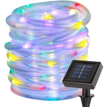 12m RGB LED String Lights, 100 LEDs, IP55, Blue, Green, Red, with Solar Panel