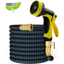 Expandable Garden Hose [30m] - 10 Function Spray Gun + Metal Connectors + Triple Latex Core