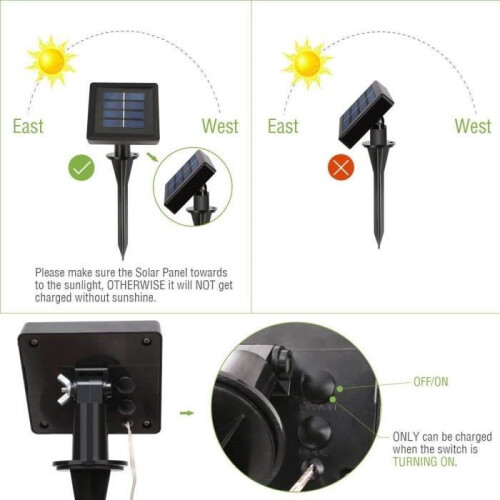 12m RGB LED String Lights, 100 LEDs, IP55, Blue, Green, Red, with Solar Panel 2