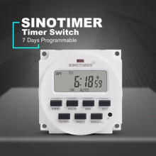 SINOTIMER 220V Timer Switch, 7 Days Weekly Programmable, with Digital Switch, 8 On/Off Settings