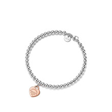(Silver 4mm beaded heart-shaped bracelet, 18cm) Classic T family heart-shaped enamel bead 4mm bracelet