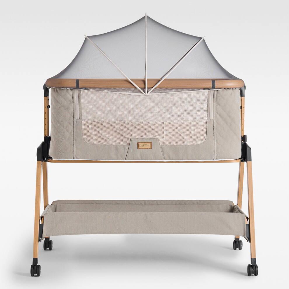 Snoobee Bedside Crib & Baby Co-Sleeper (Khaki) Love For Sleep