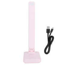 Różowa lampa biurkowa zasilana bateryjnie, ściemnialna lampa do czytania z portem ładowania USB, energooszczędna lampa stołowa sterowana