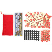 Vintage-Tombola-Set mit rustikalen Holzchips für klassisches Bingo, traditionelle nummerierte Spielsteine in Naturholzoptik, Eltern-Kind-Spiel