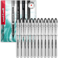 (Black, Pack of 12) uni-ball UB-200 Vision Elite Rollerball Pen - 0.8mm