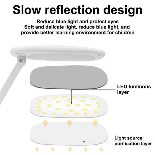 Eye Protection Desk Lamp With Adjustable Brightness, Rechargable Reading Light For Studying And Working, Three-section Foldable Design, Mini Size Wire 2
