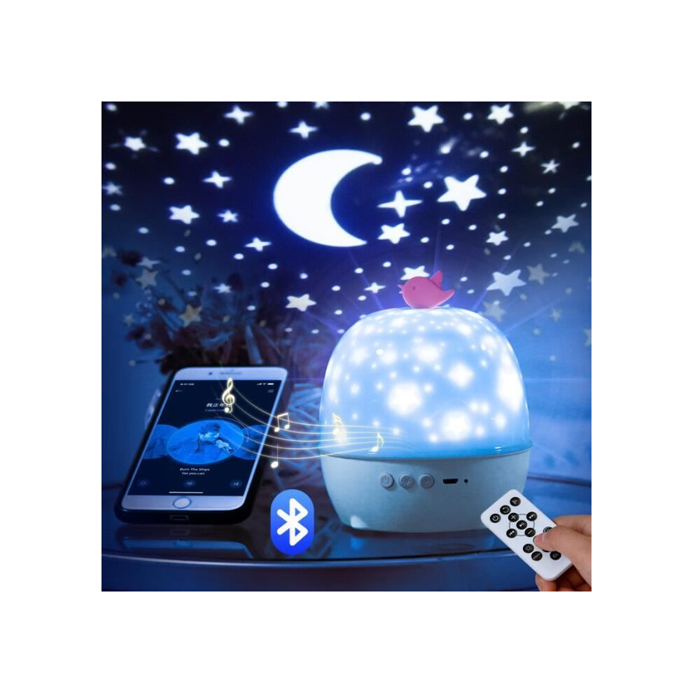 Sensbun Bluetooth Music Projector For Baby, Starry Sky Night 360 Rotation, 6 Movies, Usb Rechargeable Light