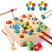 Montessori-Vorschulerziehung mit magnetischem Angelspiel aus Holz, natürliche Holzverarbeitung zur Förderung der visuellen Wahrnehmung und der