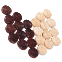 Stackable Wooden Checkers, Solid Wood Game Chips for Medium Diameter, 24 Pieces in White & Brown, Ideal for Classic Board Game Nights with Family and