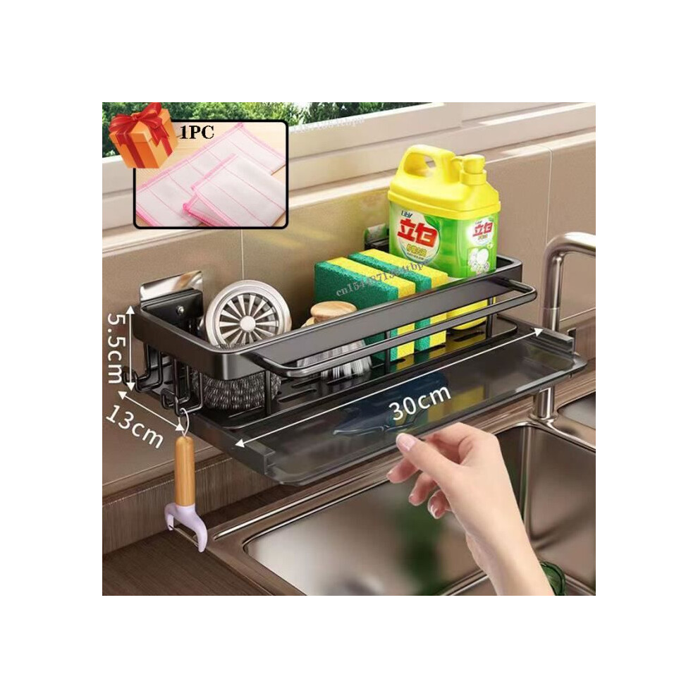 Black One - T1 Aluminum Sink Drainer, Kitchen Storage, Cupboard Sponge, Shelf 7333425873199