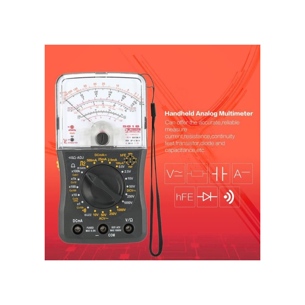 Mini Handheld Analog Multimeter, Ac/Dc Voltmeter, Ammeter, Fuse And Diode Tester 7333425884805