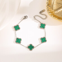 (Style 83) 18K gold double-sided OL mother-of-pearl lucky four-leaf clover bracelet
