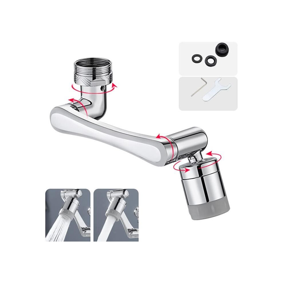 Zgeer 1440 Rotatable Multi-Function Extension Faucet - Silver - Swivel - Chrome - Water Saving 7333425886540