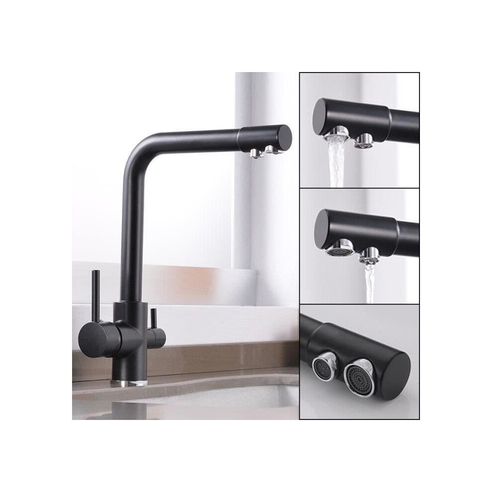 Kitchen Faucet - Black - Water Filtration - 360 Rotation - Brushed Brass - Water Saving 7333425886588