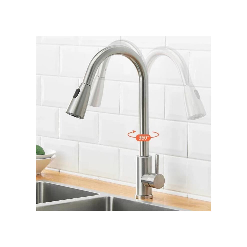Black Kitchen Faucet, Pull Out Kitchen Faucet, 304 Stainless Steel Kitchen Mixer Tap, 2 Spray Modes.